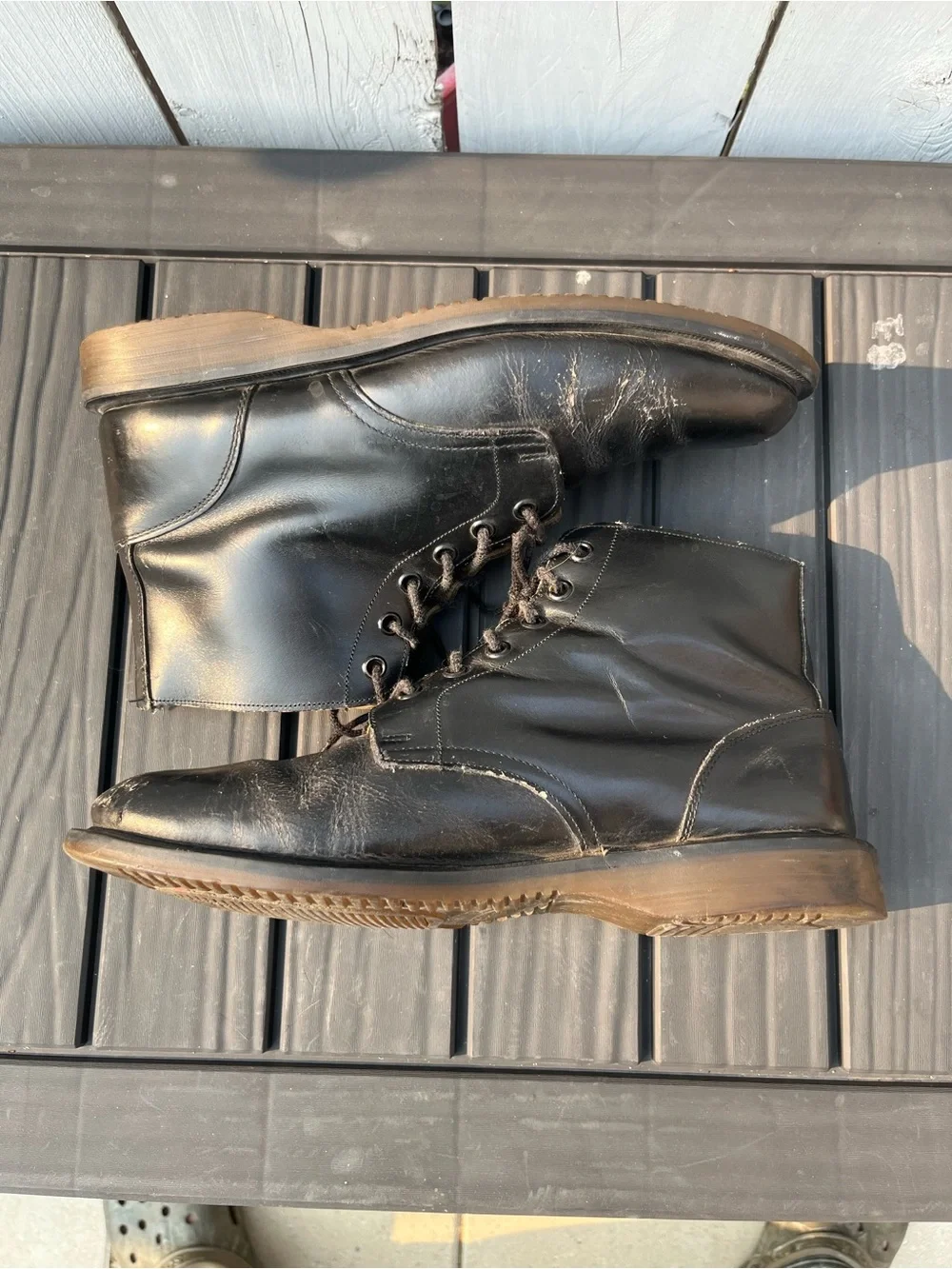 Vintage Dr. Doc Martens Black Leather Boots 6 Eyelet Made in England Size 10